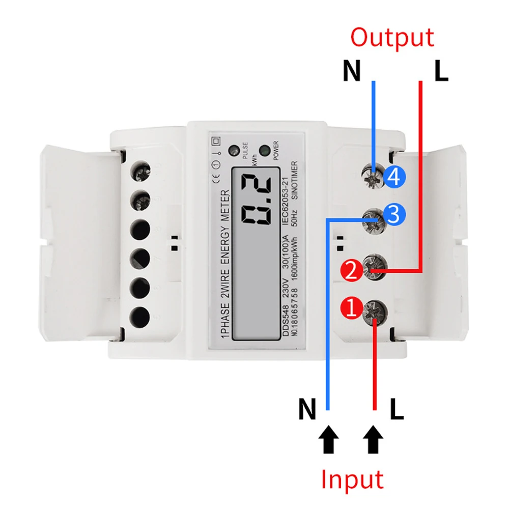 DDS548 4P DIN szyna jednofazowa licznik energii 230V wyświetlacz LCD licznik impulsów energii elektrycznej licznik elektryczny kwh 30-100A miernik mocy