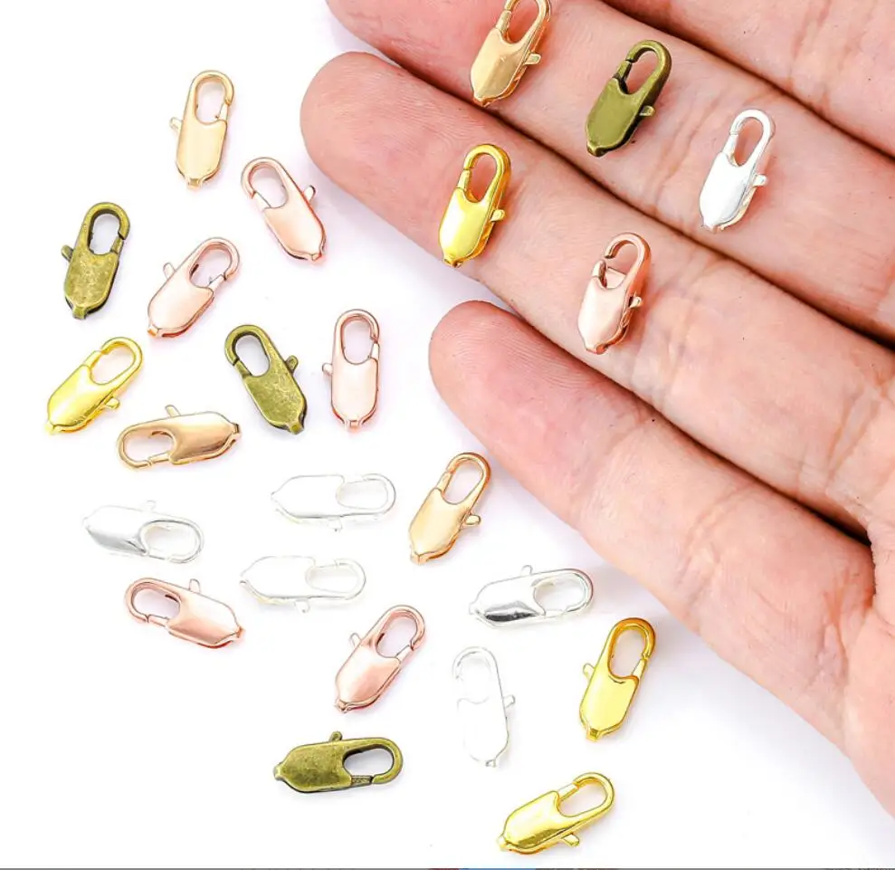 100pcs  Lobster Clasp Jump Rings Connector For Jewelry Making Findings For Bracelet Necklace 12mm*6mm F0295