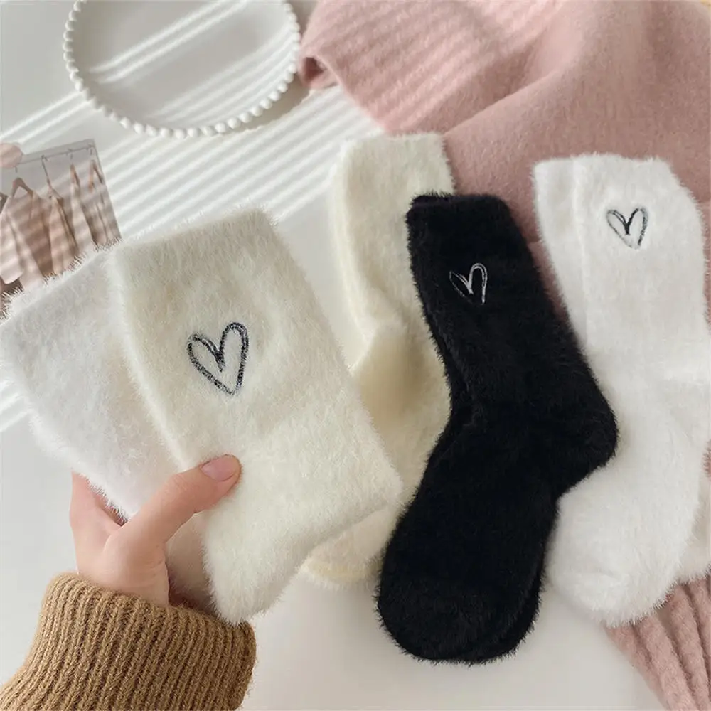 

Women Winter Socks Warm Soft Fluffy Bed Socks Cartoon Love Ladies Home Floor Slipper Mink Fur Thicken Fleece Socks
