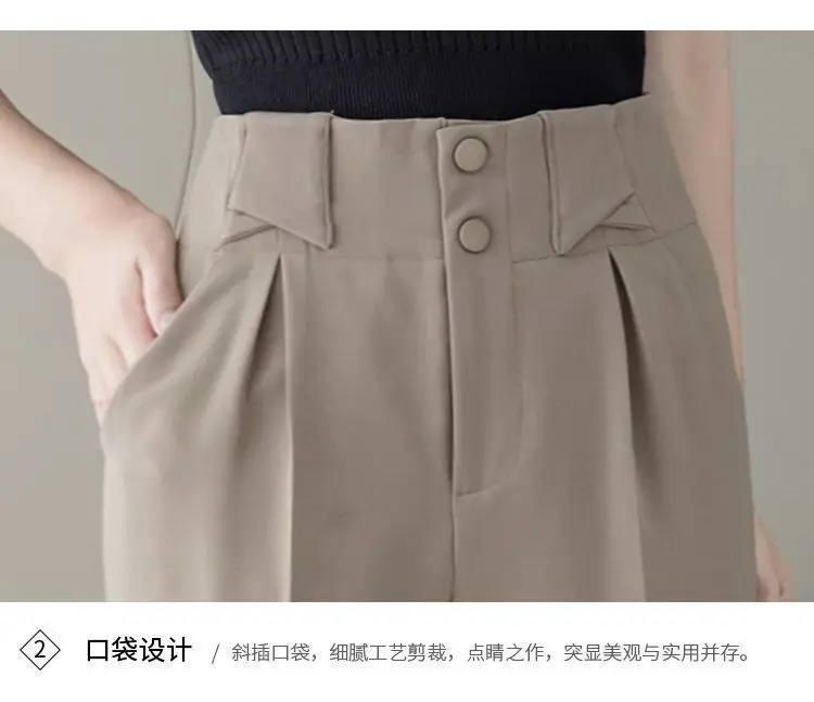 Ankle-length Pants for Women Khaki Black High Waist Straight Pants Spring Summer Office Lady Trousers Female Clothes adidas pants