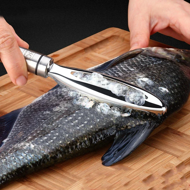 Description Picture 3 of item1PC Stainless Fish Scales Scraping Graters Remove Peeler Scraper Bone Tweezers Kitchen Accessorie Fish Knife Fish Scale Remover