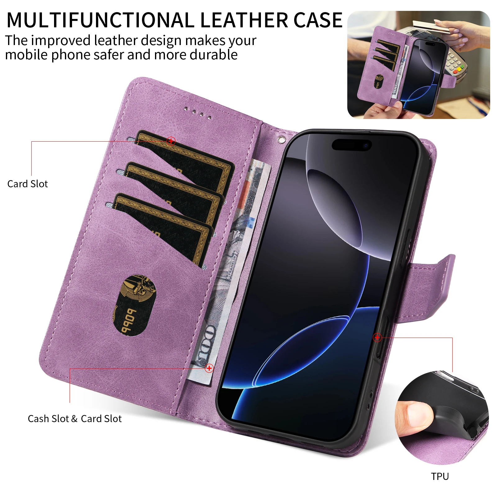 Leather Wallet Case - Magnetic Flip Phone Cover