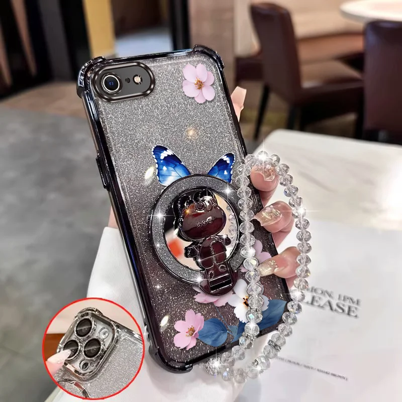 Deeply Spread Wings Bracket Lanyard Phone Case Cover - Stylish Couple Design