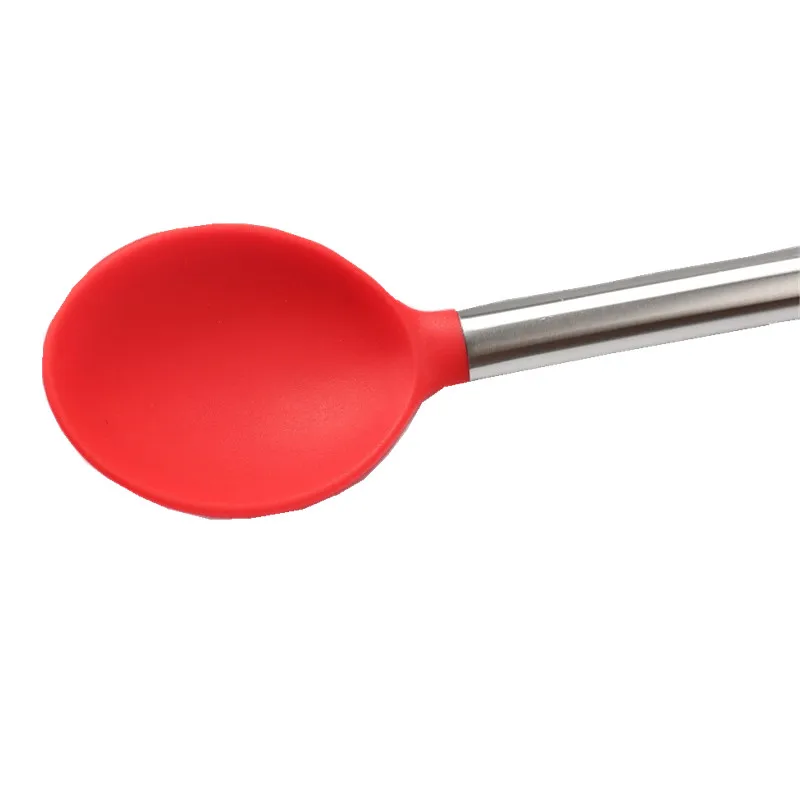 Food Grade,Silicone Salad Spoon,Soup Spoon, Colander Kitchen Accessories,Cooking Utensil, Kitchen Gadget, Stainless Steel Handle