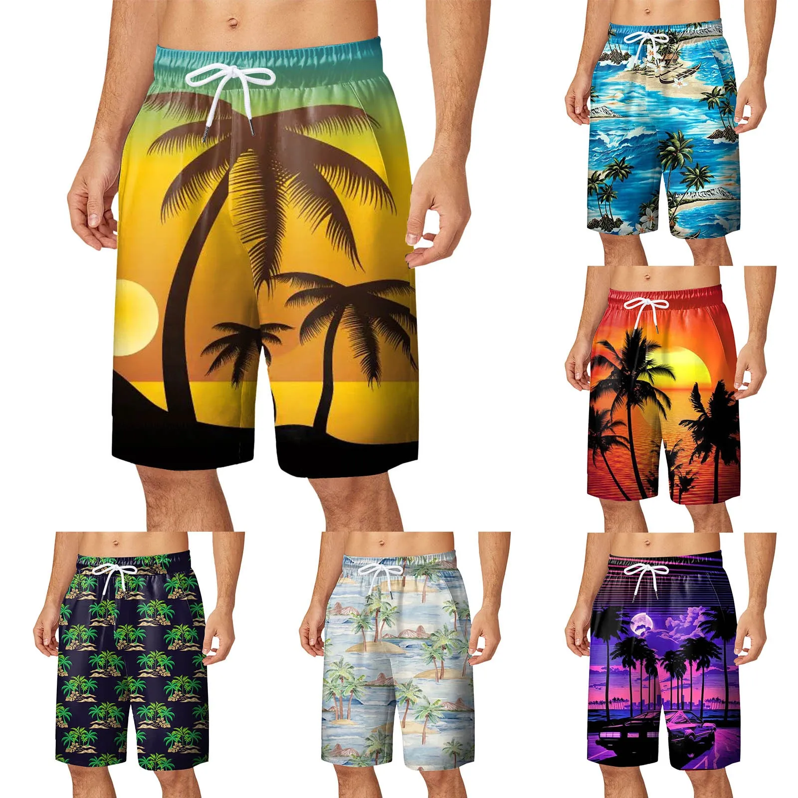 

Mens Summer Digital 3D Printed Shorts Elasticated Waisted Beach Pants