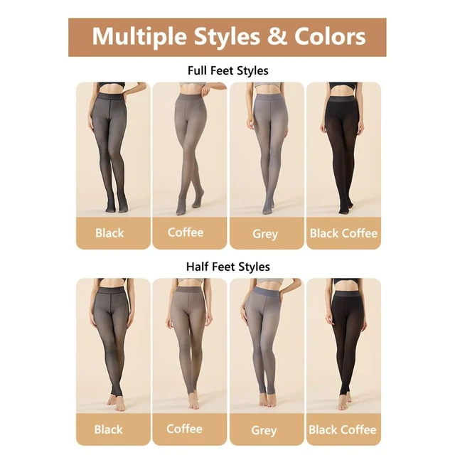 High Waist Fleece Lined Tights Winter Skin Colored Thick Thermal