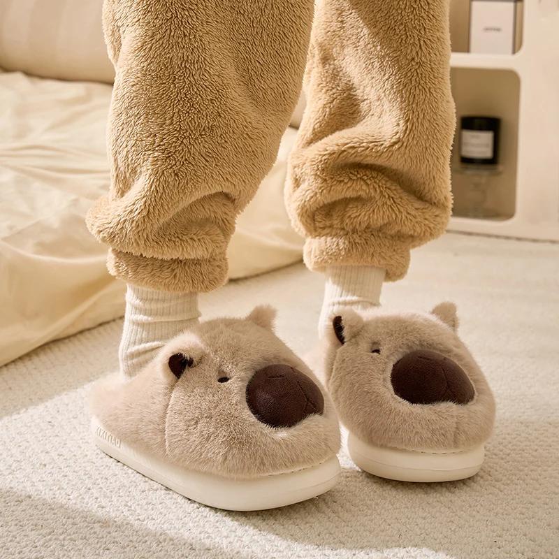 Plush Capybara Slippers Closed Toe Slippers Cute Slip-on House