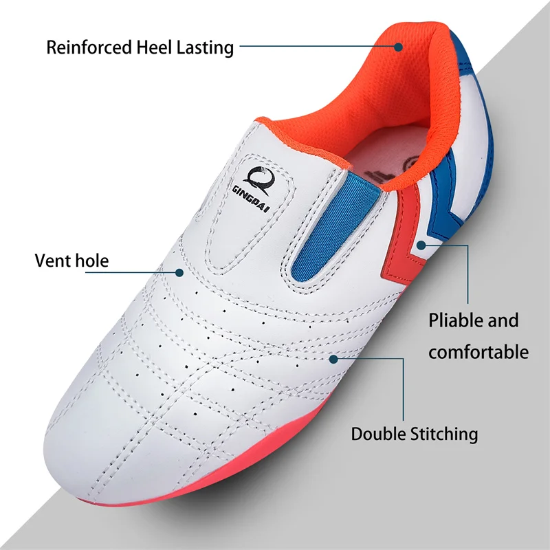 Chinese Wushu Shoes Tai Chi Shoes PU Leather Kungfu Taiji Practice for Men/Women Taekwondo Sport Sneaker Tae Kwon Do