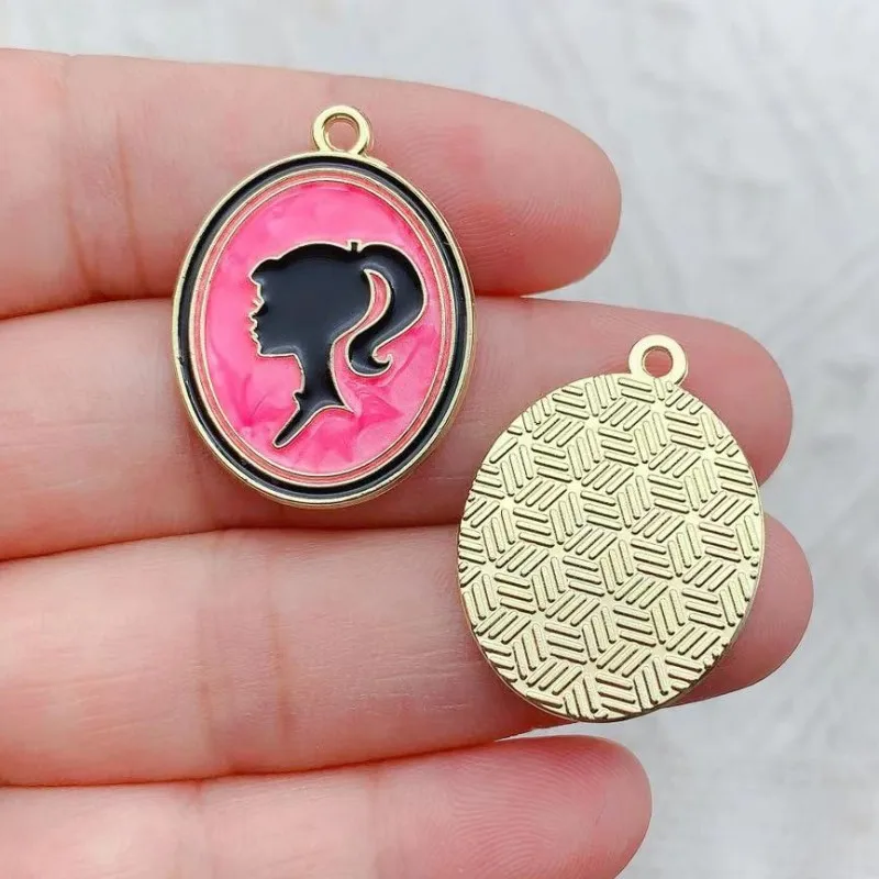 10pcs Pink Barbie Enamel Charms 4