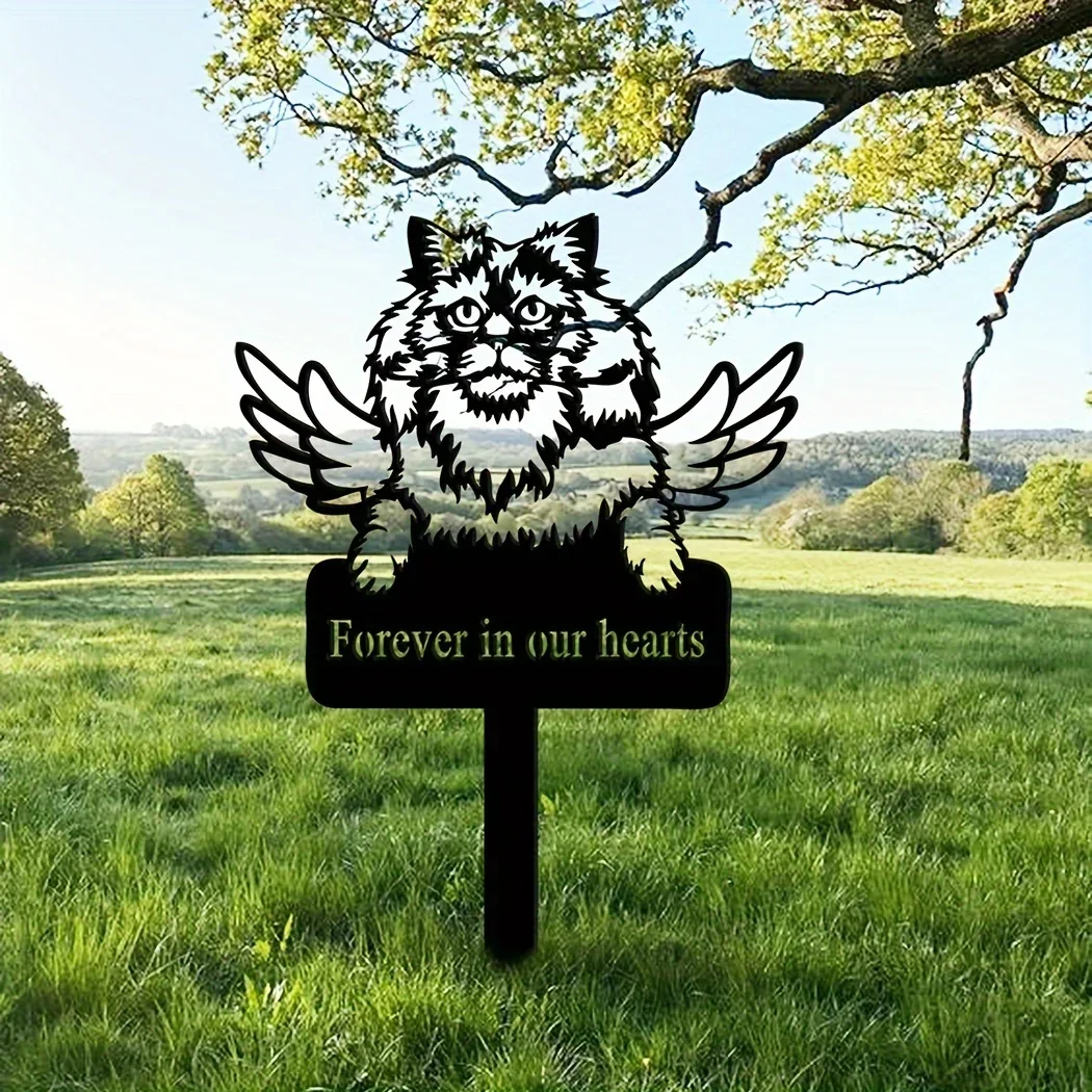 

CIFBUY Deco Selkirk Rex Cat Memorial Stake Metal decor Sympathy Sign Pet Grave Marker Remembrance Stake for Garden Patio Decora