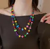 Collier bohème Vintage en pierre naturelle irrégulière pour femmes, perles de cristal faites à la main, Double couche, longue chaîne de pull, bijoux cadeau