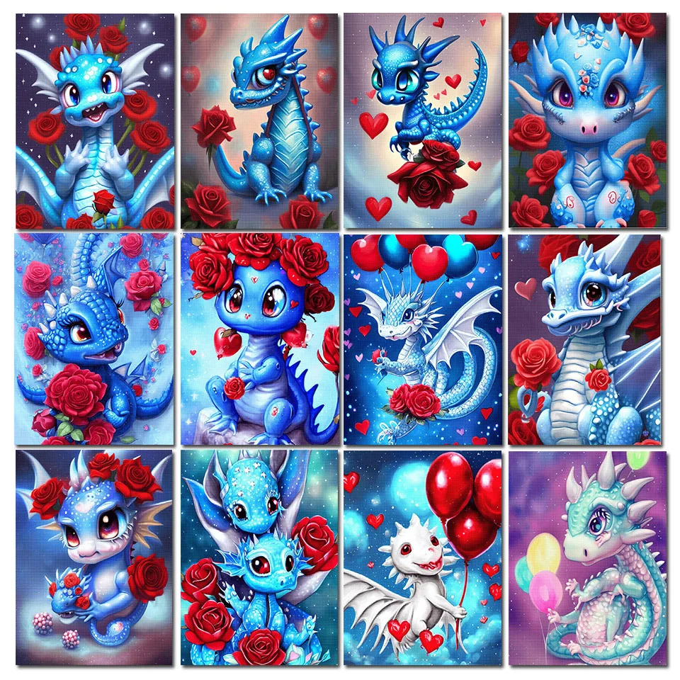 Red Rose Dragon Diamond Painting New 2023 Cartoon Animal Ricamo Completo Strass Picture Creative Handicraft Art Home Decor