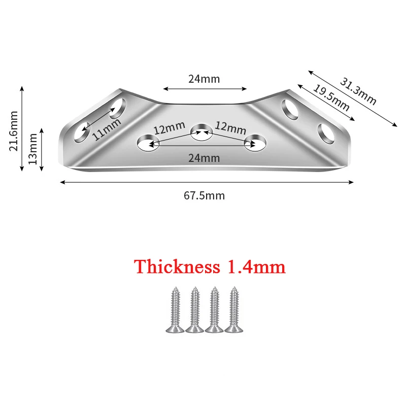 1-10 Set Universal Furniture Corner Stainless Steel Brackets Angle Code Shelf Connector Cabinet Drawer Fixing Brace With Screw