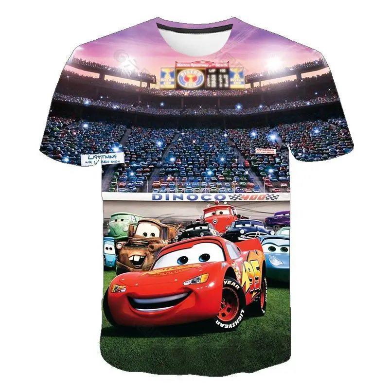 Cars Children's T-shirt Lightning McQueen 3d Printed Charming Short Sleeve Boys And Girls Top Street Shirt Fashion Clothing 2