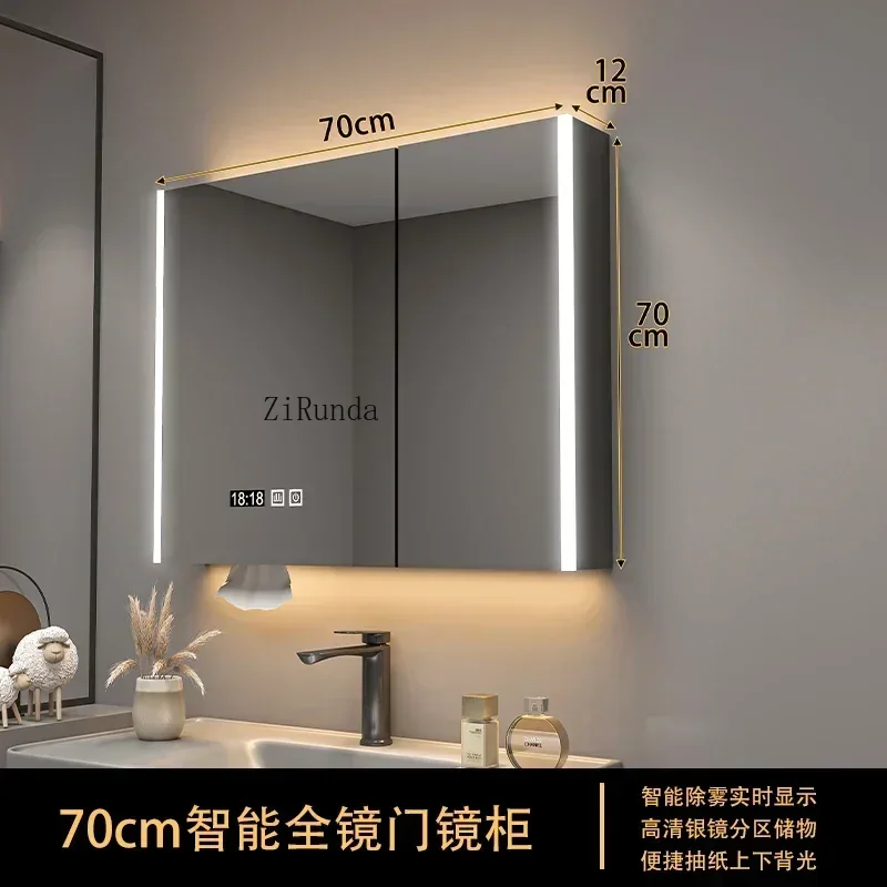 Wood Bathroom Smart Mirror Cabinet Wall Mounted Beauty Makeup Bathroom Mirror Cabinet for Storage Home Furniture