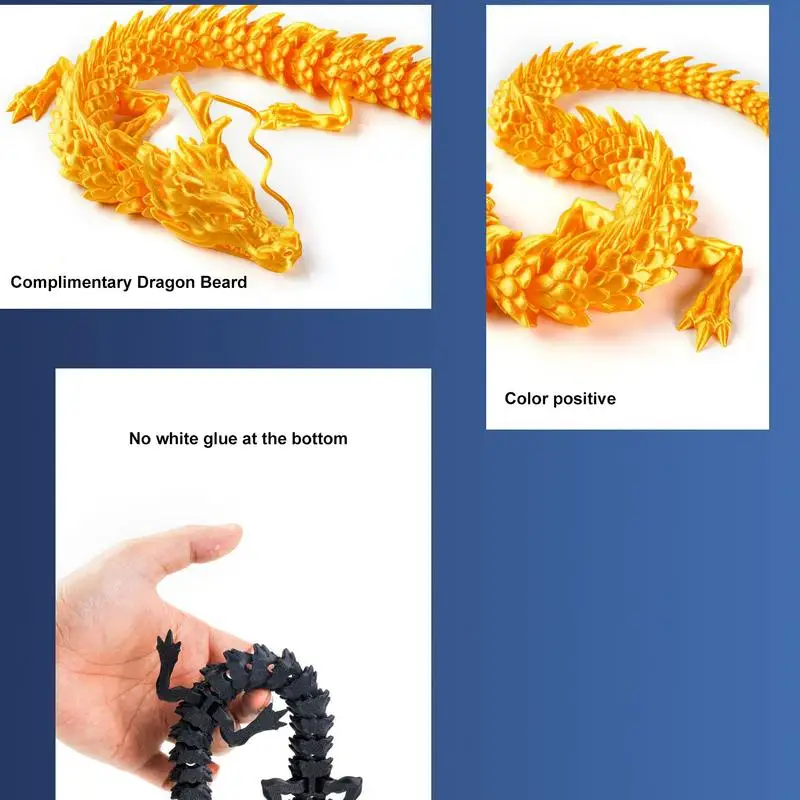 Drago Articolato Stampato In 3D 30 Cm - Statuetta Realistica Flessibile, Giocattolo Fidget Per Stress, Decorazione Fantasy Per Casa E Ufficio