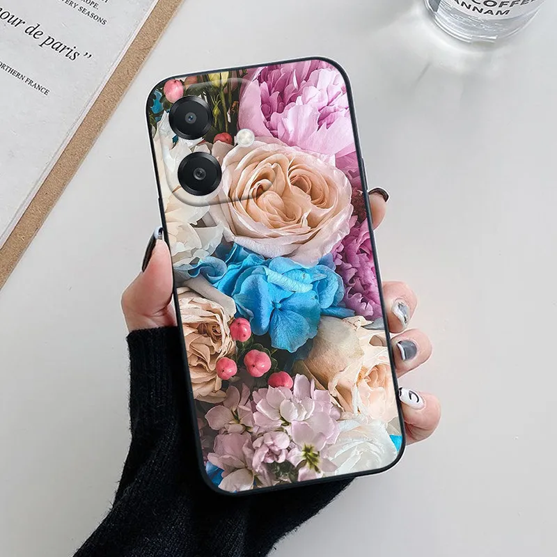 Love Heart Painted Silicone Phone Cover with Camera Protection Bumper