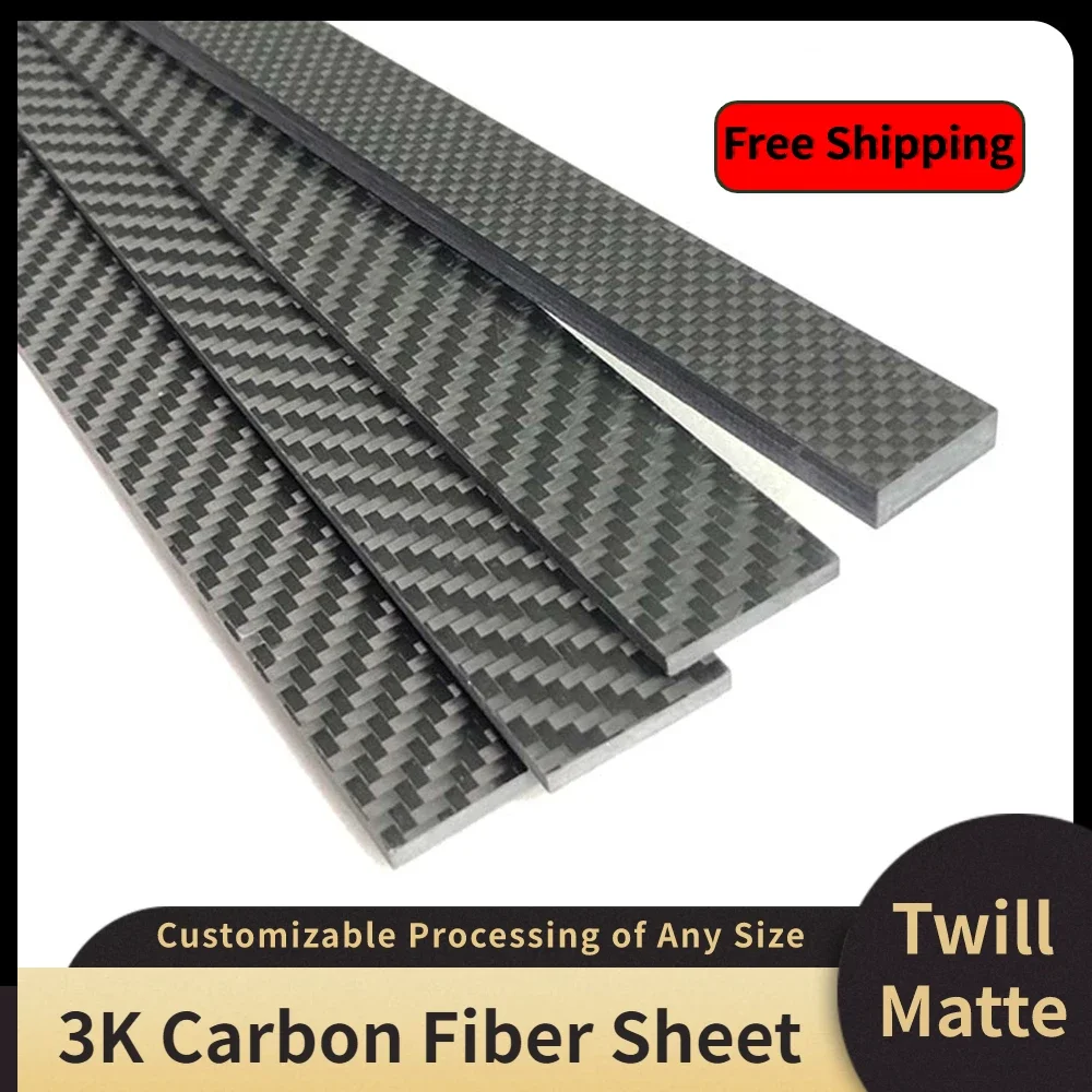 

1pcs 3K Carbon Fiber Sheet Thickness 0.2-6mm High Strength Carbon Fiber Board Carbon Strip Carbon Flat Strip Can Be Customized