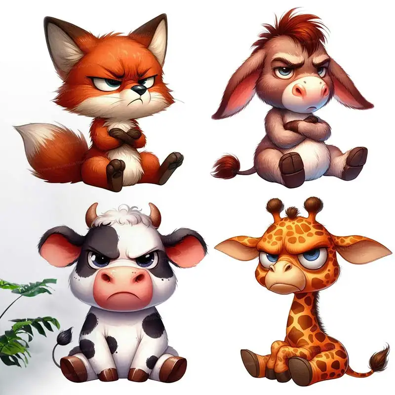Wall Stickers Grumpy Animals for Living Room Bedroom Kitchen Refrigerator Funny Decal kitchen wall sticker