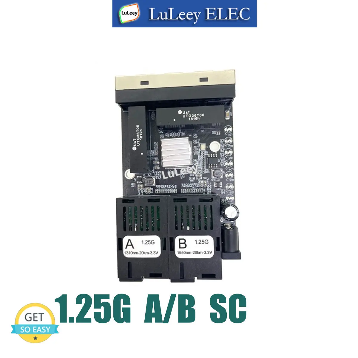 2 optical 4 rj54 media converter switch PCBA Board, 10/100/1000M adaptive,1.25Gbps SC single mode,max 20km, 5-12v DC input