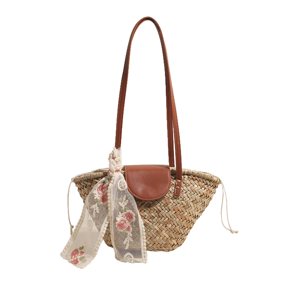 Women Straw Woven Tote Bag Woven Handbag Large Capacity Weaving Shoulder Bag Tote Clutch Bags Party Vacation