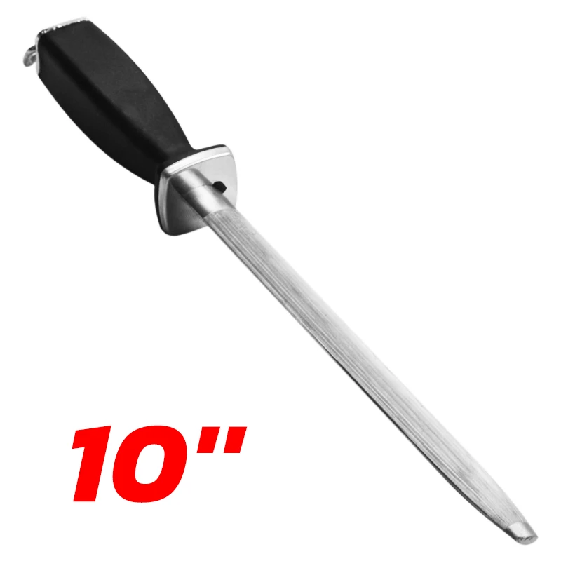 10/12'' Professional Chef Knife Sharpener Rod Diamond Sharpening Stick  Honing Steel For Kitchen Knife And Stainless Steel Knives