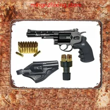  Metal Sign Dan Black Pistol Hand Gun Tin Sign Metal Poster Wall Decor Art Panel 