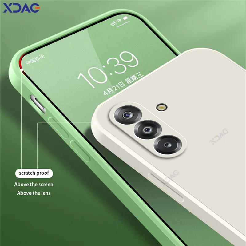 Luxury Cellphone Case with Camera Protection - Soft Square Liquid Silicone Armor Cover