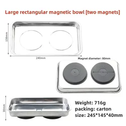 Magnetic Stainless Steel Parts Tray - Durable Square Bowl for Easy Access & Secure Storage (Square Large)