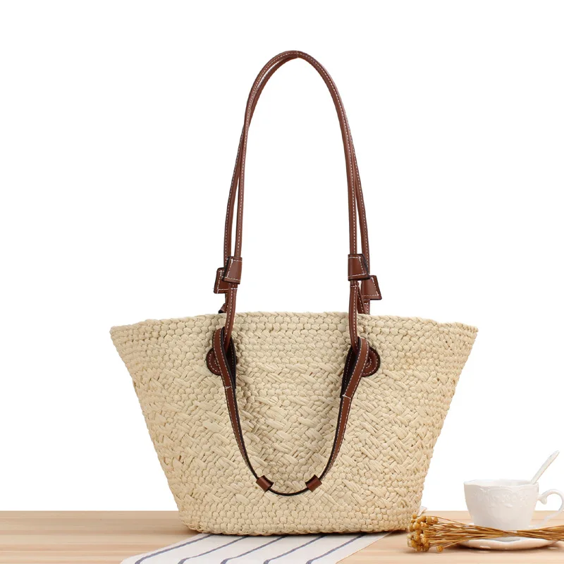 

New Large Capacity Women's Shoulder Bag Luxury Designer Fashion Female Handbag Summer Straw Beach Bag Bohemia Shopper Purse