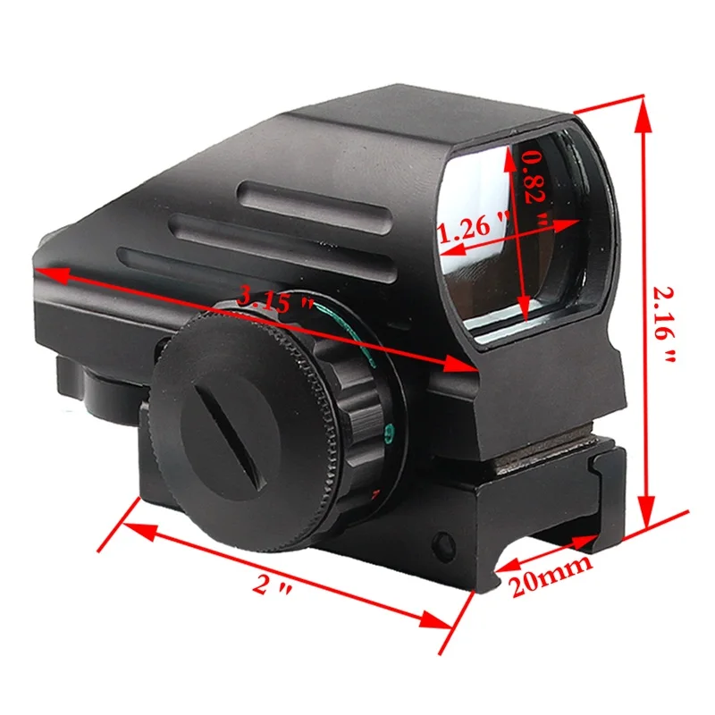 Hunting Optics 1x22x33 Compact Reflex Red Dot Sight Tactical Scope 4 Reticle Sights for Airsoft Shooting With Weaver 20mm Mount