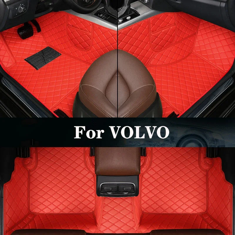 

New Side Storage Bag With Customized Leather Car Floor Mat For VOLVO C30 C70 S40 S60 S70 S80 S90 V40 V50 V60 V90 XC40 Auto Parts