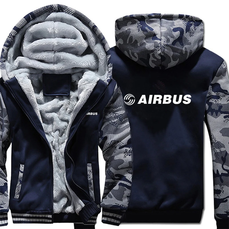 Winter Warm Airbus Zipper Fleece Thick Man Hoodies Airbus Sweatshirts Streetwear Men Coat Jacket 5