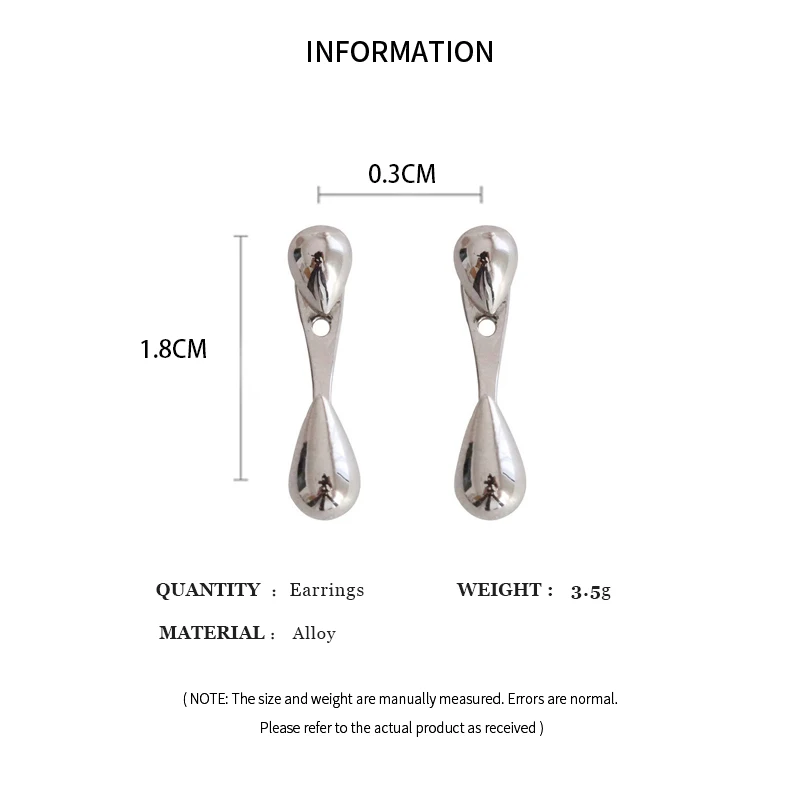 Minimalist Style Water Drop Earring Women Fashion Temperament Compact Glossy Ear Stud Personality Party Earring Accessories