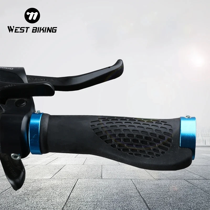 WEST BIKING Bike Handlebar Ergonomic Grip Non-Slip Rubber Mountain MTB Road Bike Bicycle Grips With Lock Ring Handlebar Plug