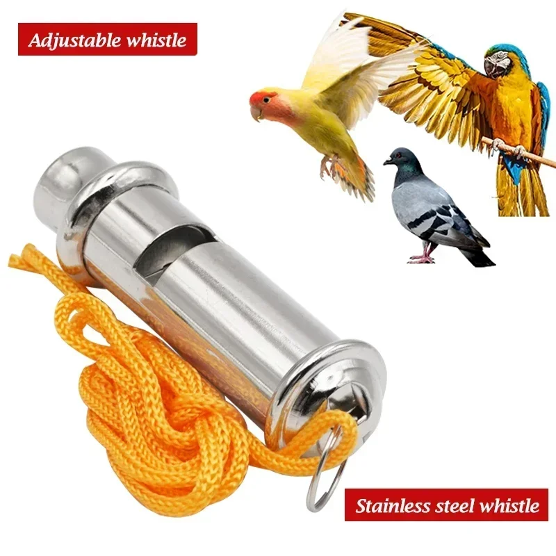 Stainless Steel Bird Pigeon Training Whistle Adjustable Volume