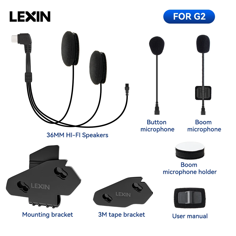 Lexin Headphone Accessories for Lexin G2 Bluetooth Helmet Interphone Intercom Headphone Jack Plug&Mount Bracket Set images - 6