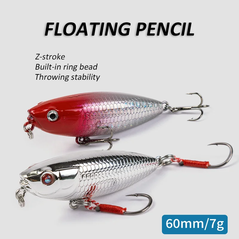 1 Stück Z-Klaue schwimmender Bleistift köder 6cm 7g Wobbler Top water Kurbel köder lockt Artificiais harte Köder Oberfläche Stick bait Bass Wobbler