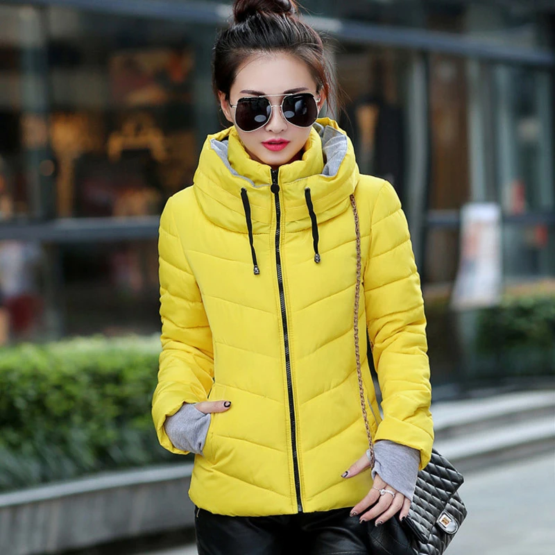 

Winter Jacket Women Clothes Womens Parkas Thicken Outerwear Solid Coats Short Female Slim Cotton Padded Basic Tops Parkas