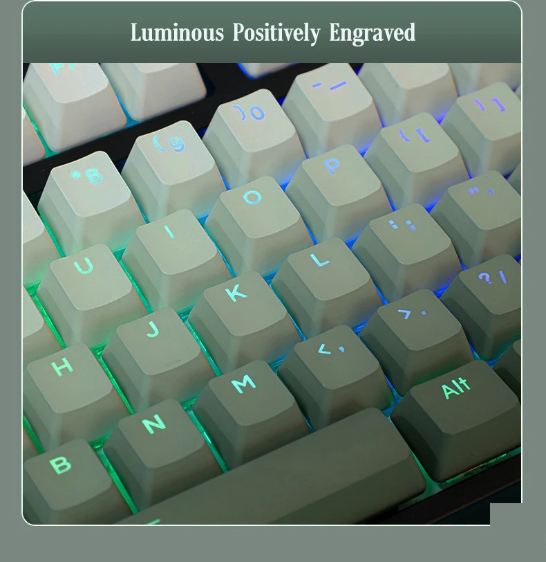Verde Gradiente Keycaps Perfil Oem Backlit Transparente Seagrass Keycap Pbt Side Print Keycap Algas K61 87 104 Teclado - Imagem 3