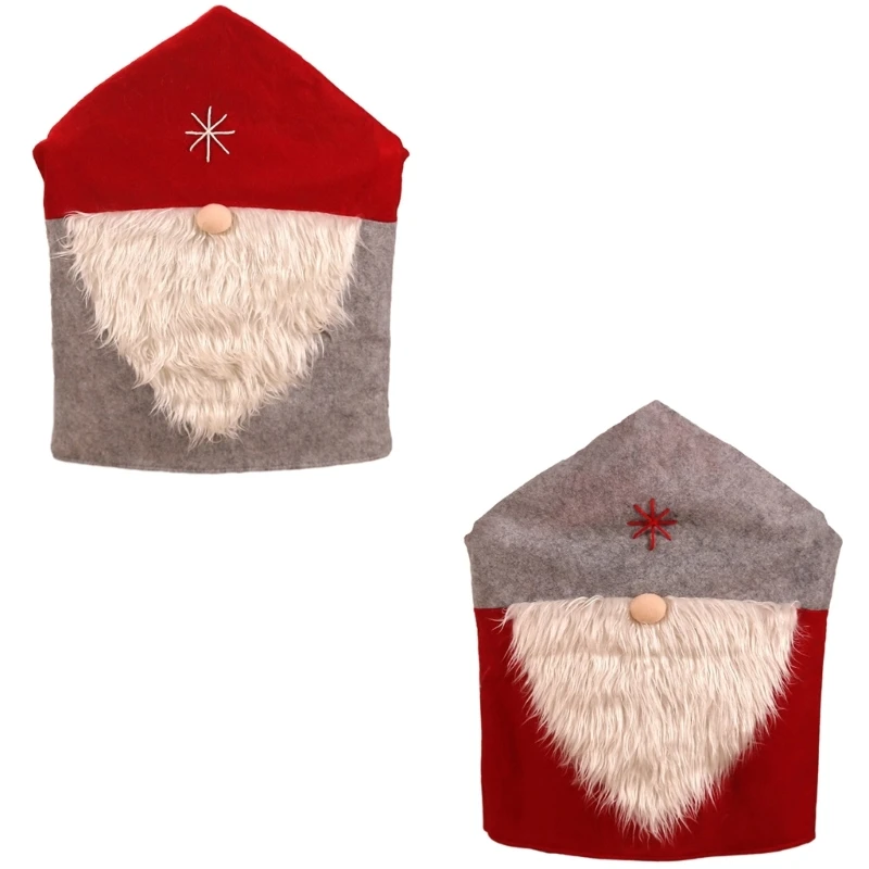 

Christmas Chair Cover Cartoon Santa Hat forXmas Dining Slipcovers for Holiday Party Decoration Removable Protector