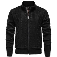 Men Cardigan Sweaters 2024 Autumn Winter New Warm Cashmere Wool Zipper Stand-up Collar Casual Knitwear SweaterCoat Mens Clothes 1