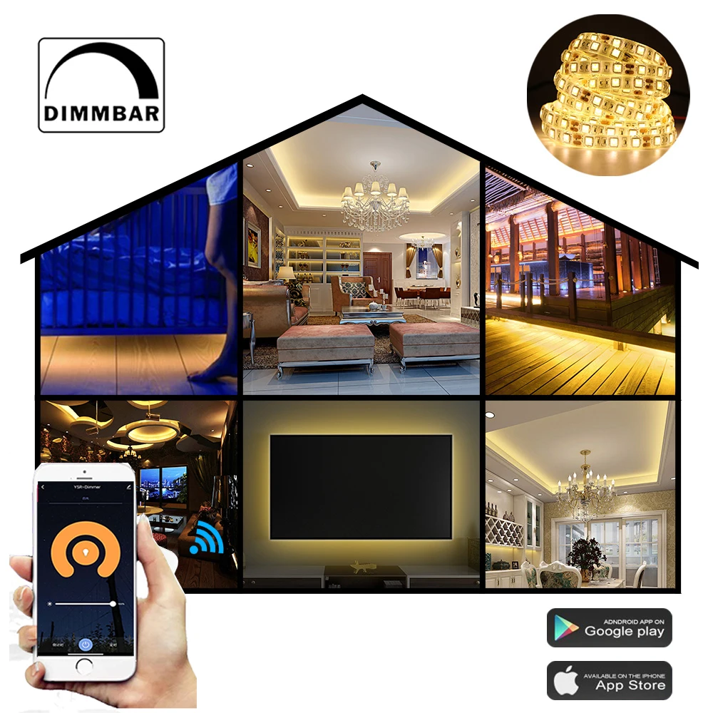 Mini Tuya SmartLife Wifi LED Controller DC12V-24V COB 5050 Single Color LED Strip Dimmer Switch Work with Alexa Google Assistant