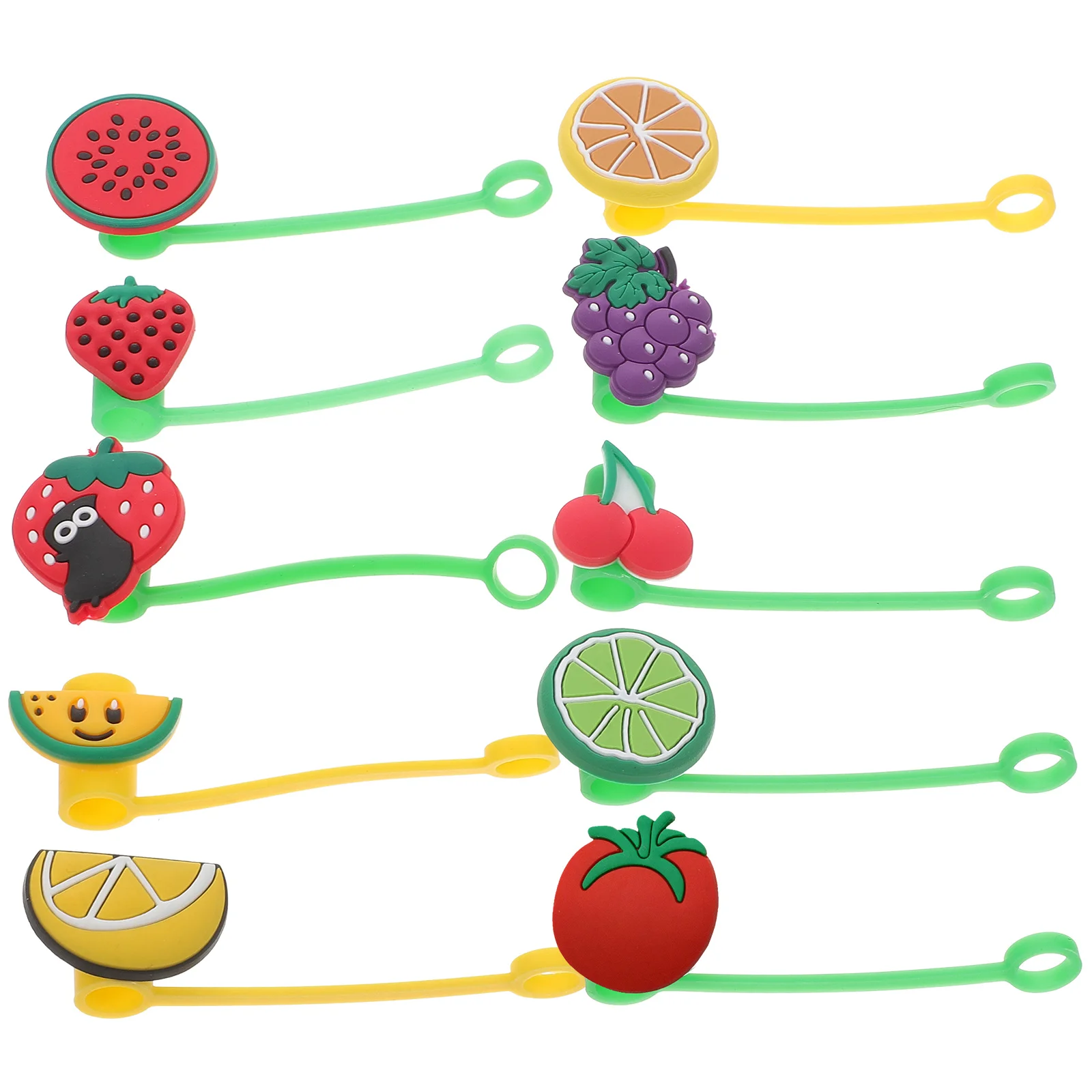 

10pcs Summer Straw Covers Fruits Themed Straw Covers Straw Tips Protector Random Style