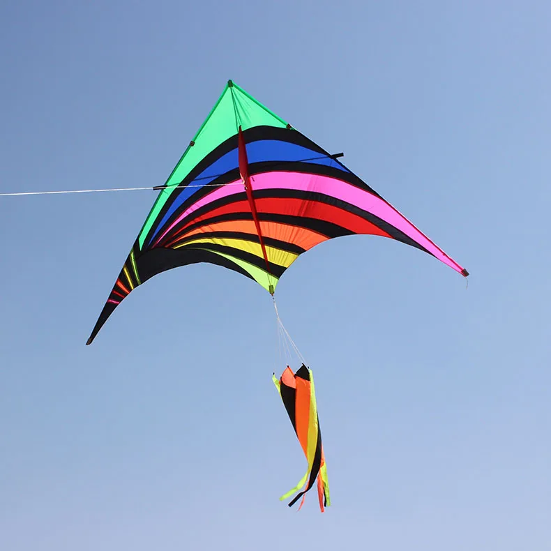 2.8M Big Colorful Delta Kite with Windsock for Audlts High Quality Outdoor Fun Single Line Triangle Kites