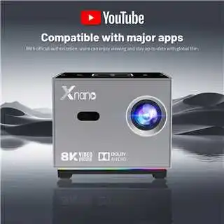 Xnano 휴대용 스마트 프로젝터 기본 720P 지원 8K 안드로이드9.0 190ANSI ARGB 빛 이중 WiFi 홈 시어터 프로젝터