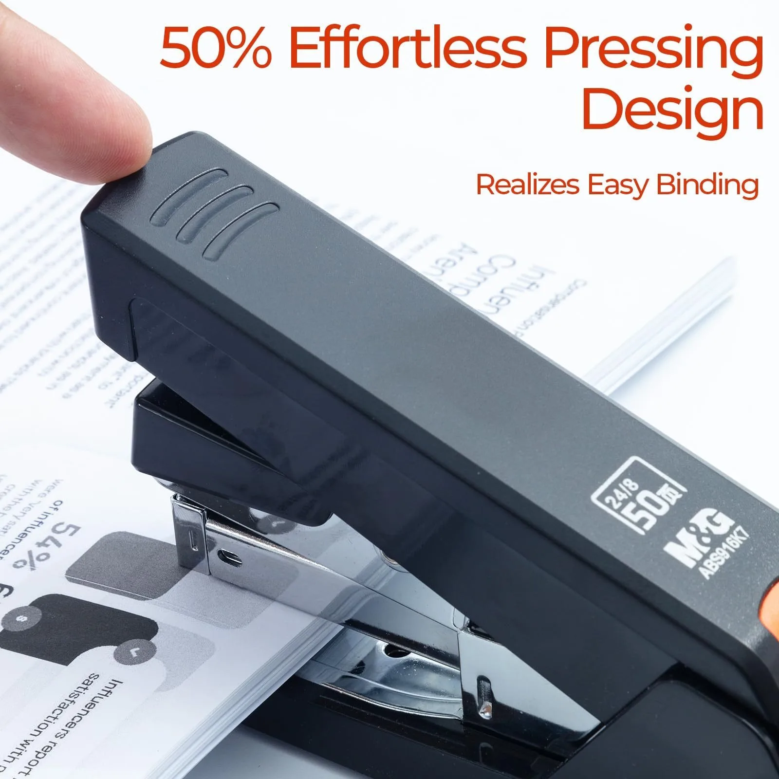 12# Desktop Stapler 50 Sheets Effort-Saving Portable Office Supplies Business-type Stapler Black/White push stapler hand stapler rotatable stapler metal stapler M&G