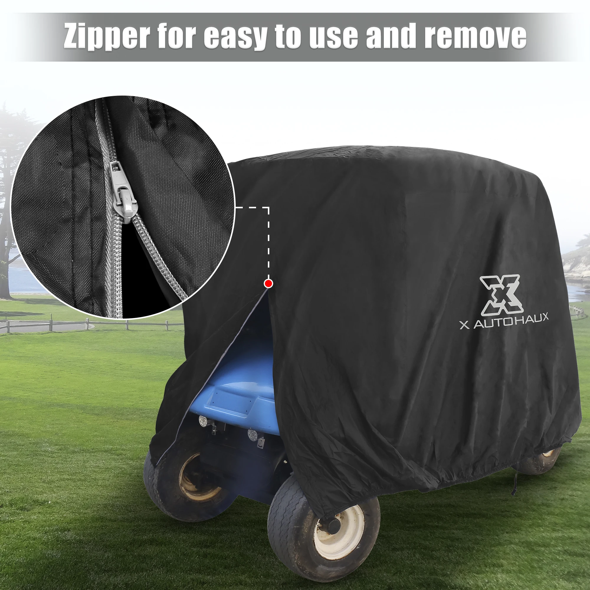 X Autohaux Waterproof Golf Cart Cover 400D Protective Outdoor Cover Sunproof Dustproof for 2 / 4 Passengers Golf Cart Accessory - 2