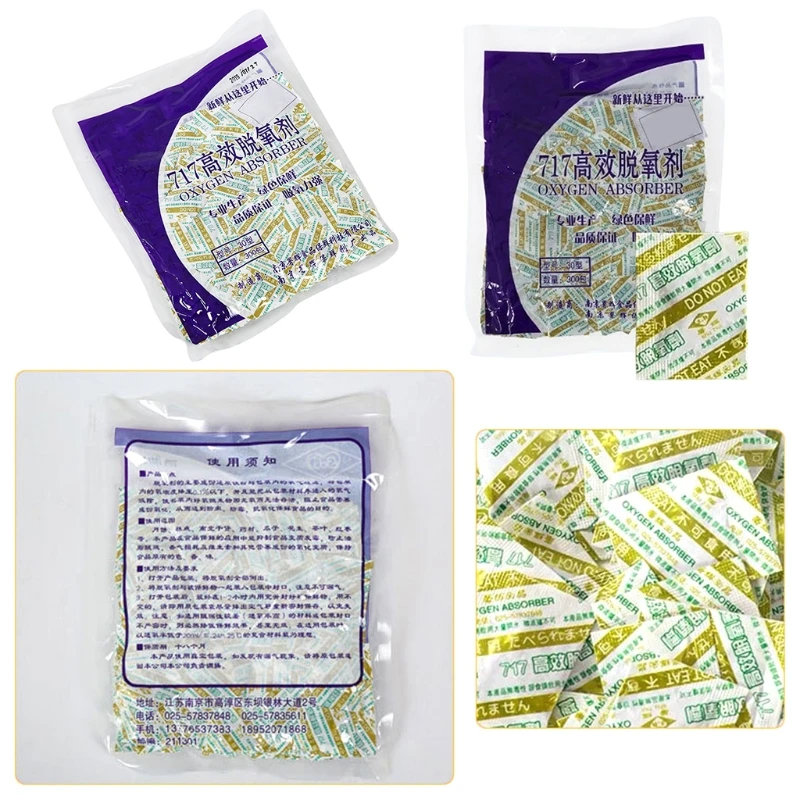 100 Term Deoxidant 30cc Oxygen Absorbers Bags Food Grade Oxygen Absorbers For Food Products CO2 Bag Deoxidizer Moisture Absorber 6