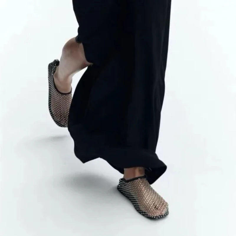 Luxury Round Diamond Women's Shoes, Astique Artificial Mesh Socks and Sandals, Slippers, Special Offer, New Collection 2024_voghion.com